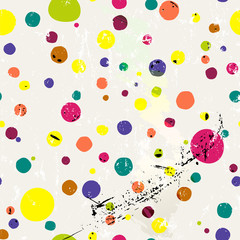 seamless background pattern, with circles/dots, strokes and splashes