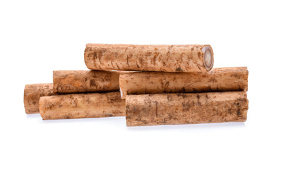 Burdock roots isolated white background.