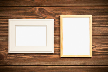 Picture frame on a wooden wall