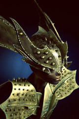 Mannequin in armour head wear with spikes