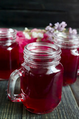 Herbal tea on a dark wooden background