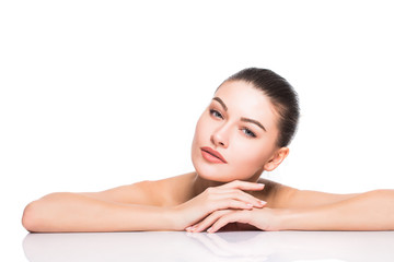 Obraz premium Beauty face of the young beautiful woman