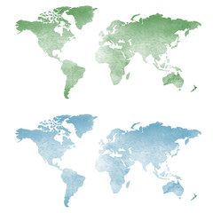 Fototapeta na wymiar World map in watercolor texture