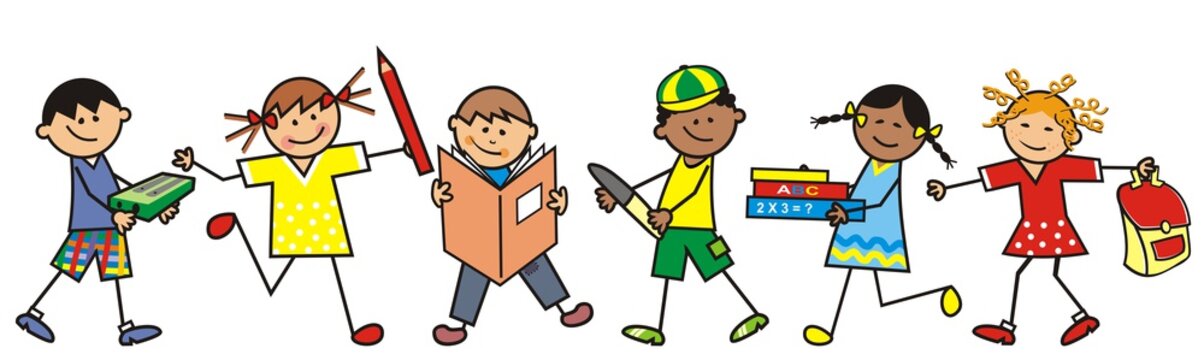 children and school equipment, vector illustration