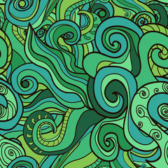 hand-drawn pattern with swirls and waves. vector