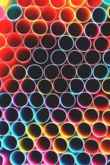 Drinking straws. Macro abstract image with beautiful multi-colored background.