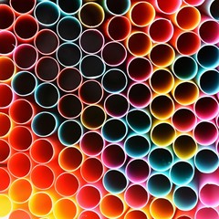 Drinking straws. Macro abstract image with beautiful multi-colored background.