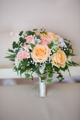 Wedding bridal bouquet of delicate roses