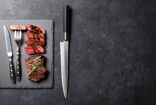 Grilled sliced beef steak