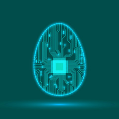 Abstract egg. Egg in an electronic circuit. Vector illustration.