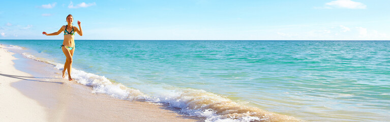 Woman running on the beach