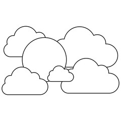 silhouette cloudscape with cumulus shape and sun vector illustration