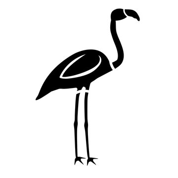 Silhouette of a flamingo standing on two legs