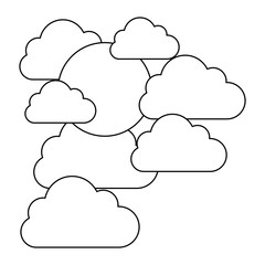 silhouette cloudscape with sun between cumulus vector illustration