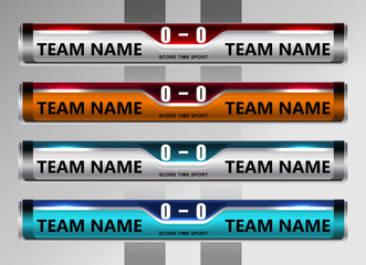 Scoreboard Broadcast Graphic Template for soccer and football, vector illustration