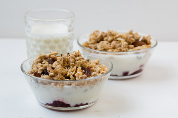 Granola on the bowl.