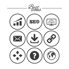 Internet, seo icons. Bandwidth speed sign.