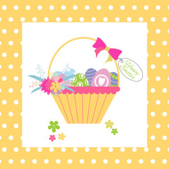 Happy Easter card. Ostern celebration card template.Cute cartoon style. Vector illustration.