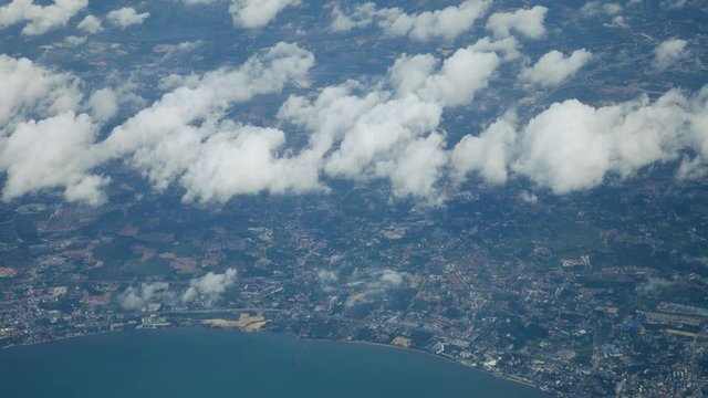 Shore line of Eastern of Thailand - Aerial shot from a plane 
