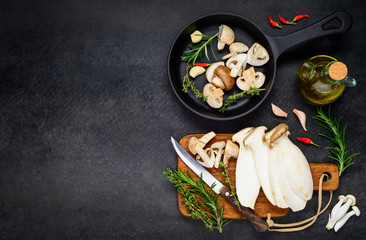 Cooking Mushrooms with Copy Space