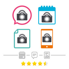 Photo camera sign icon. Photo flash symbol.
