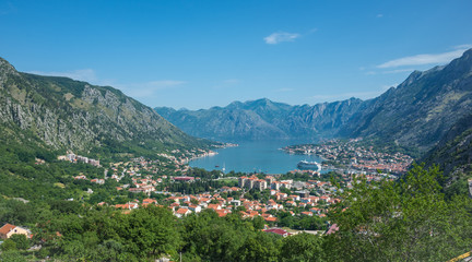 Fototapeta premium Panorama of the City of Kotor from the mountains.