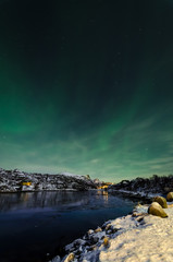 Fototapeta na wymiar Aurora borealis at the lofoten islands