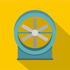 Metal electric fan icon, flat style
