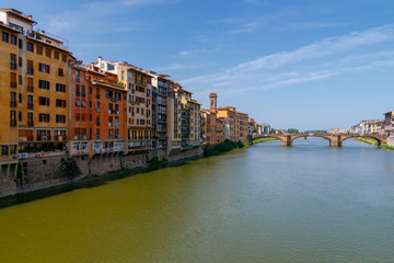 Florence. Ancient houses on the waterfront.