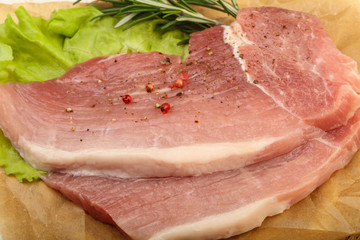 Raw pork steak