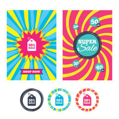 50 percent sale price tag sign icon.