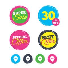 Sale pointer tag icons. Discount symbols.
