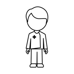 monochrome contour with faceless male nurse vector illustration