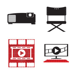 Set of different cinema objects, Vector illustration