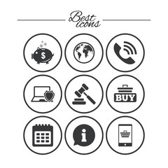 Online shopping, e-commerce and business icons.