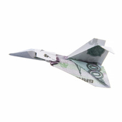 origami airplane from banknotes