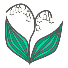 Simple color icon of lily of the valley, symbol of Finland. Vector illustration.
