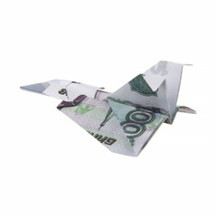 origami airplane from banknotes