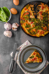 Vegetable frittata in oven