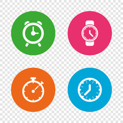 Mechanical clock time icons. Stopwatch timer.