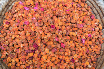 Spices and herbs  on street stal at Morocco traditional market.