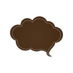 dotted line with callout for dialogue shaped cloud with texture in brown vector illustration