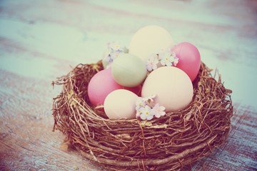 Osterkarte - Frohe Ostern - Osternest mit Eiern