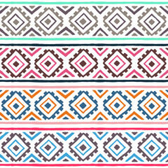 Ethnic seamless pattern. Geometric ornament. Tribal motifs. Summer striped print for your textiles.