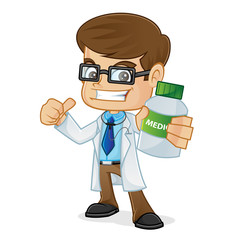 Doctor Holding a Medicine Bottle and Giving Thumb up