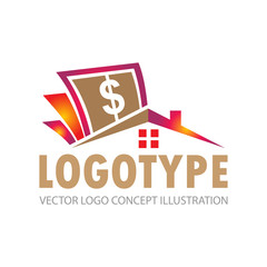 Fototapeta na wymiar house sold money vector logo