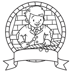 Funny musician or xylophone player. Emblem