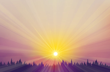 Obraz premium Vector sunset background.
