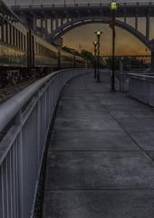 Train at Volunteer Bridge at Sunrise