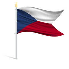 The national flag of Czech republic on a pole. The wavy fabric. The sign and symbol of the country. Realistic vector.